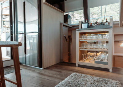 yacht interior with fridge