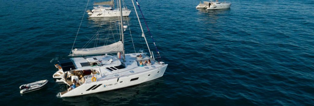 A yacht captured on the open waters