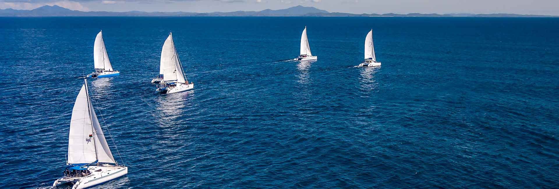 Yachting community members navigating the ocean