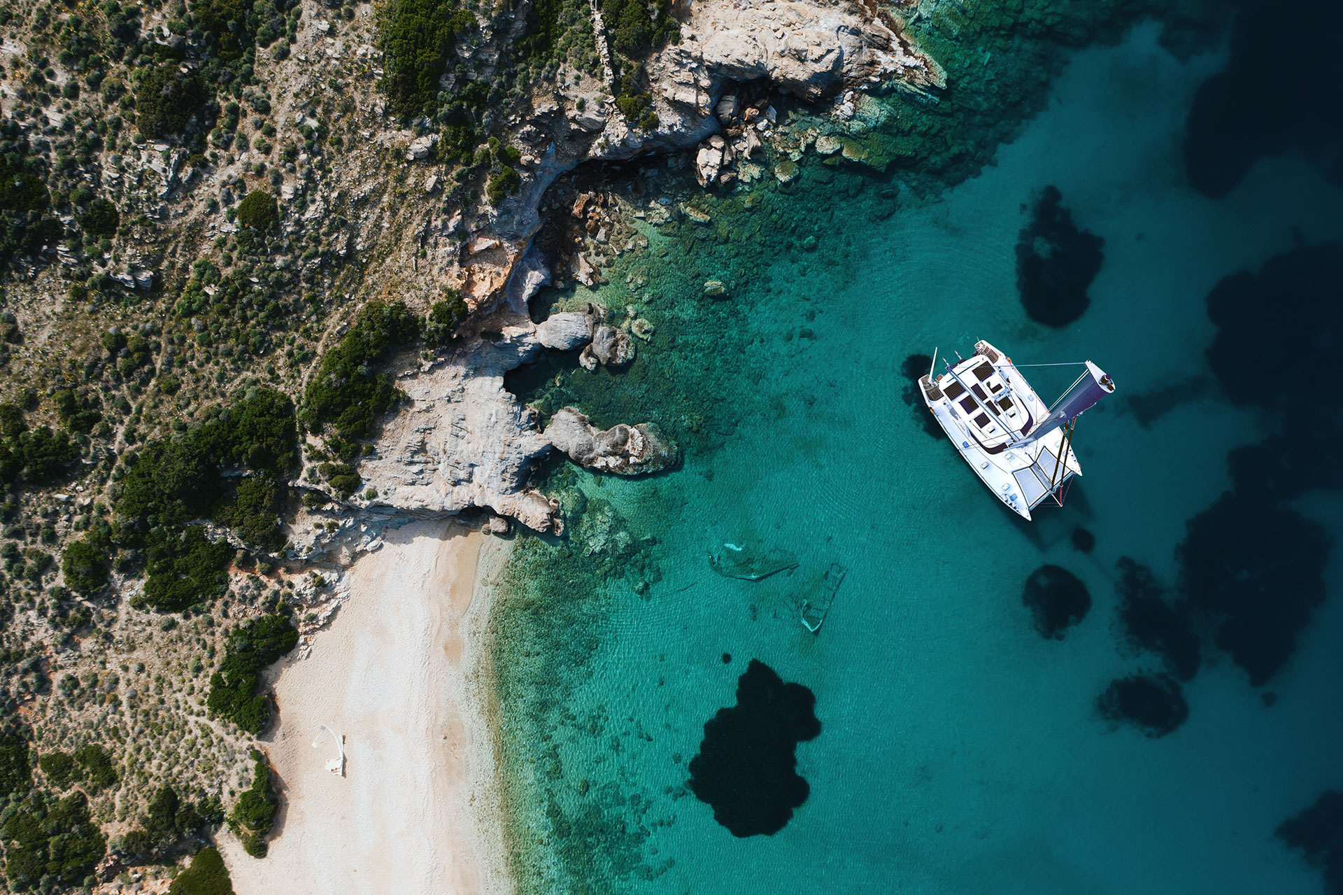 Aerial View Of A Catamaran
