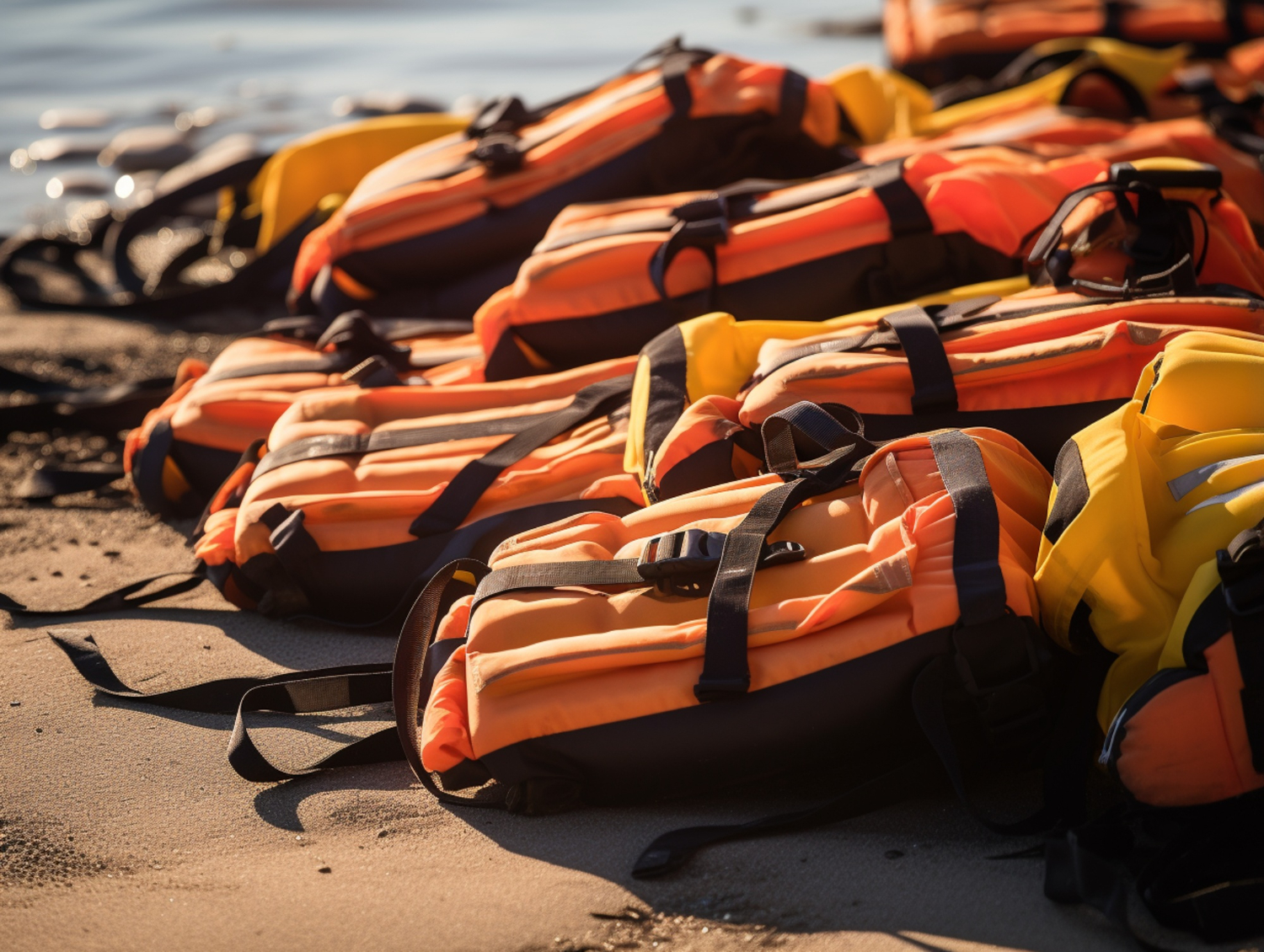 View Of Life Jackets On The Coast