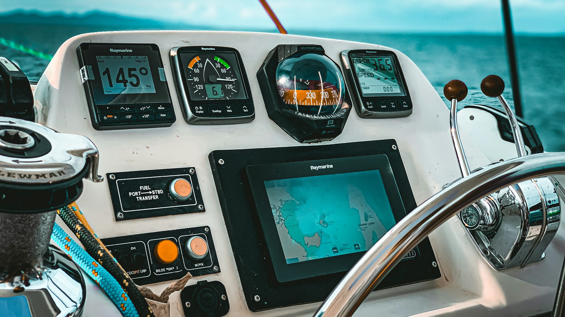 View Of A Catamaran Onboard