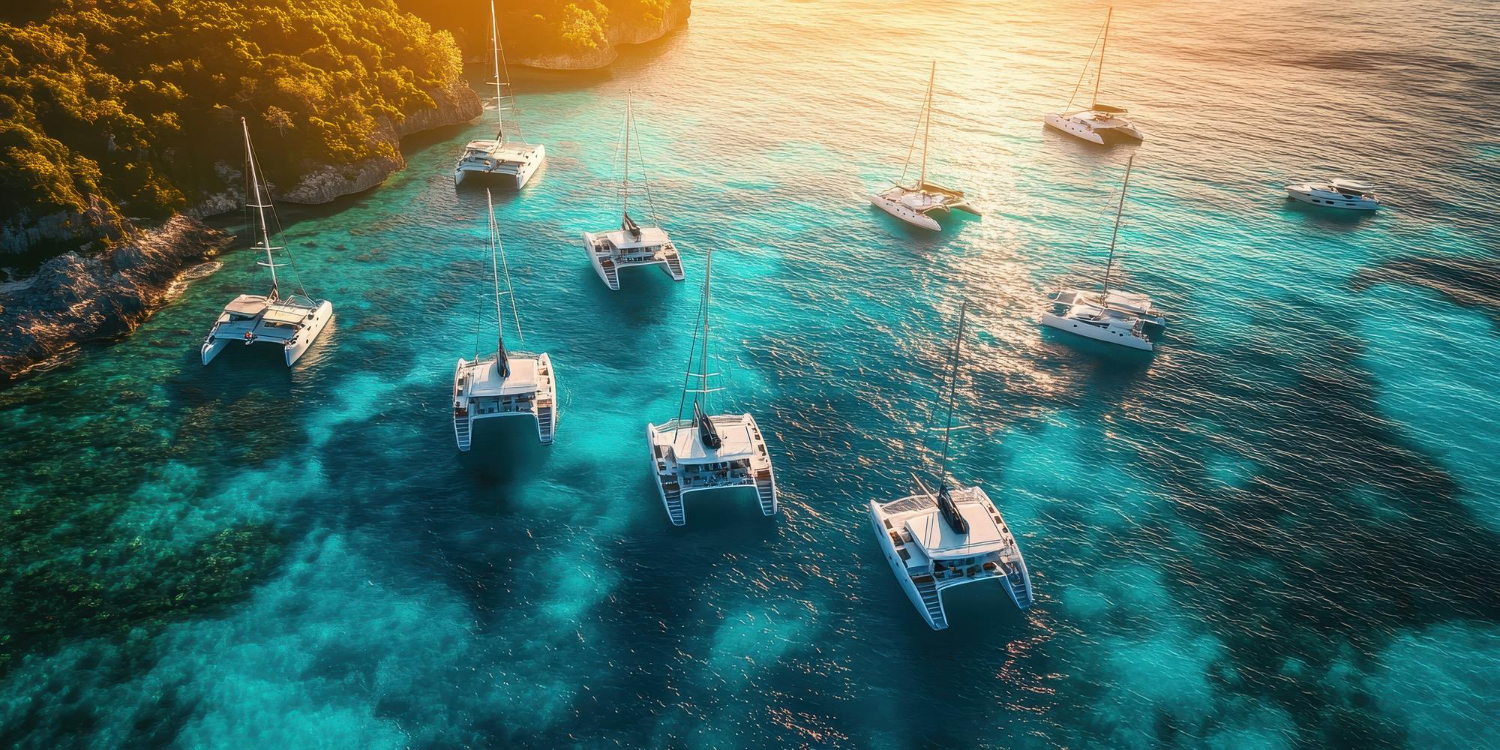 View Of Several Catamarans